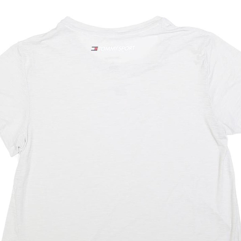 TOMMY HILFIGER Womens White T-Shirt L Short Sleeve Crew Neck Logo Print