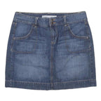 OLD NAVY Womens Blue Denim Mini Cotton Blend Straight Skirt M Double Button