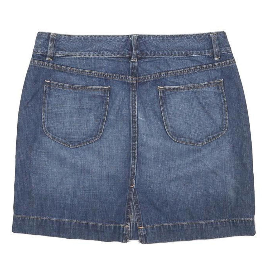 OLD NAVY Womens Blue Denim Mini Cotton Blend Straight Skirt M Double Button
