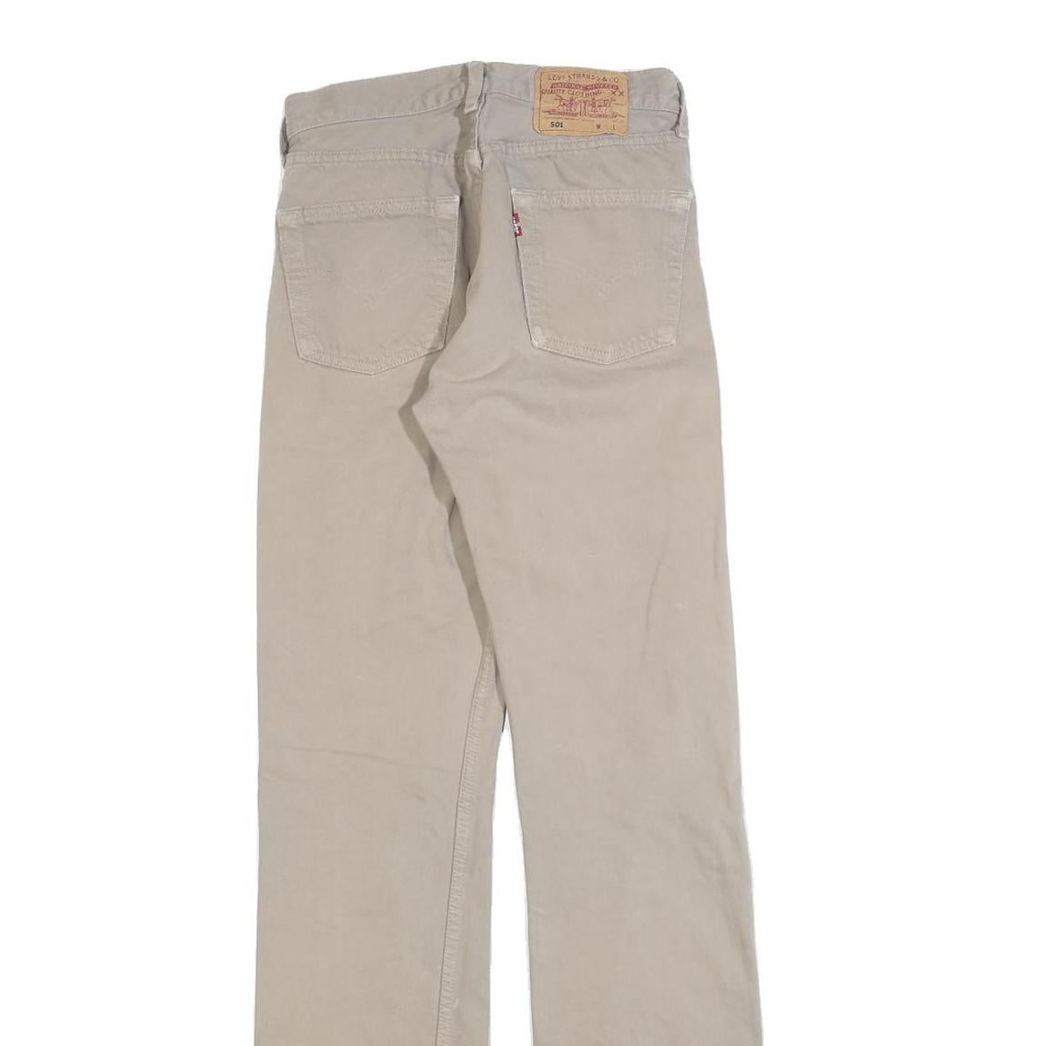 LEVI'S 501 Mens Jeans Beige Regular Straight Denim W26 L31 Distressed Finish