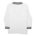 CHAPS Womens White & Black Cable Knit V-Neck Jumper L Classic Casual