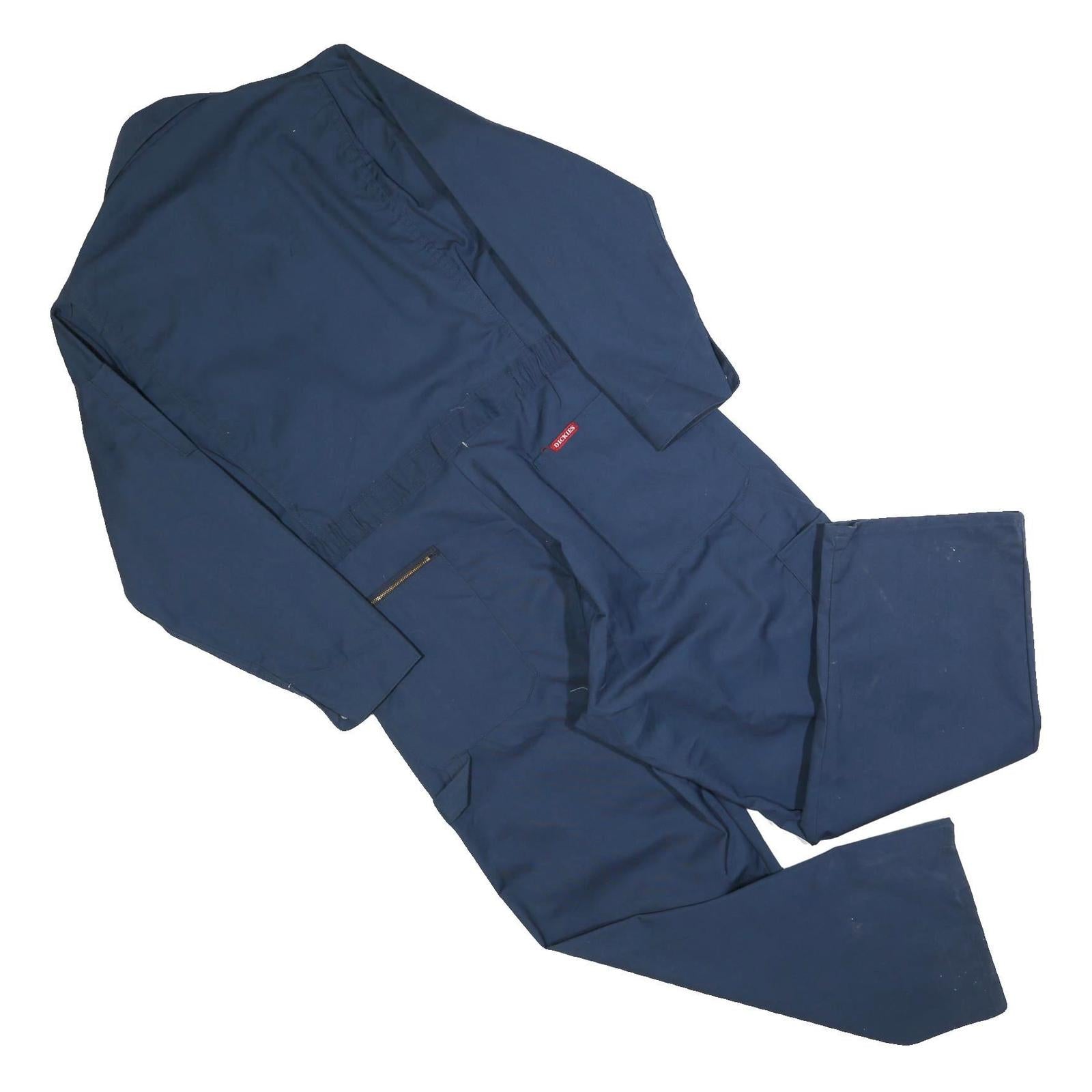 DICKIES Mens Navy Blue Cotton Blend Dungarees Regular Fit L W40 L30 Workwear