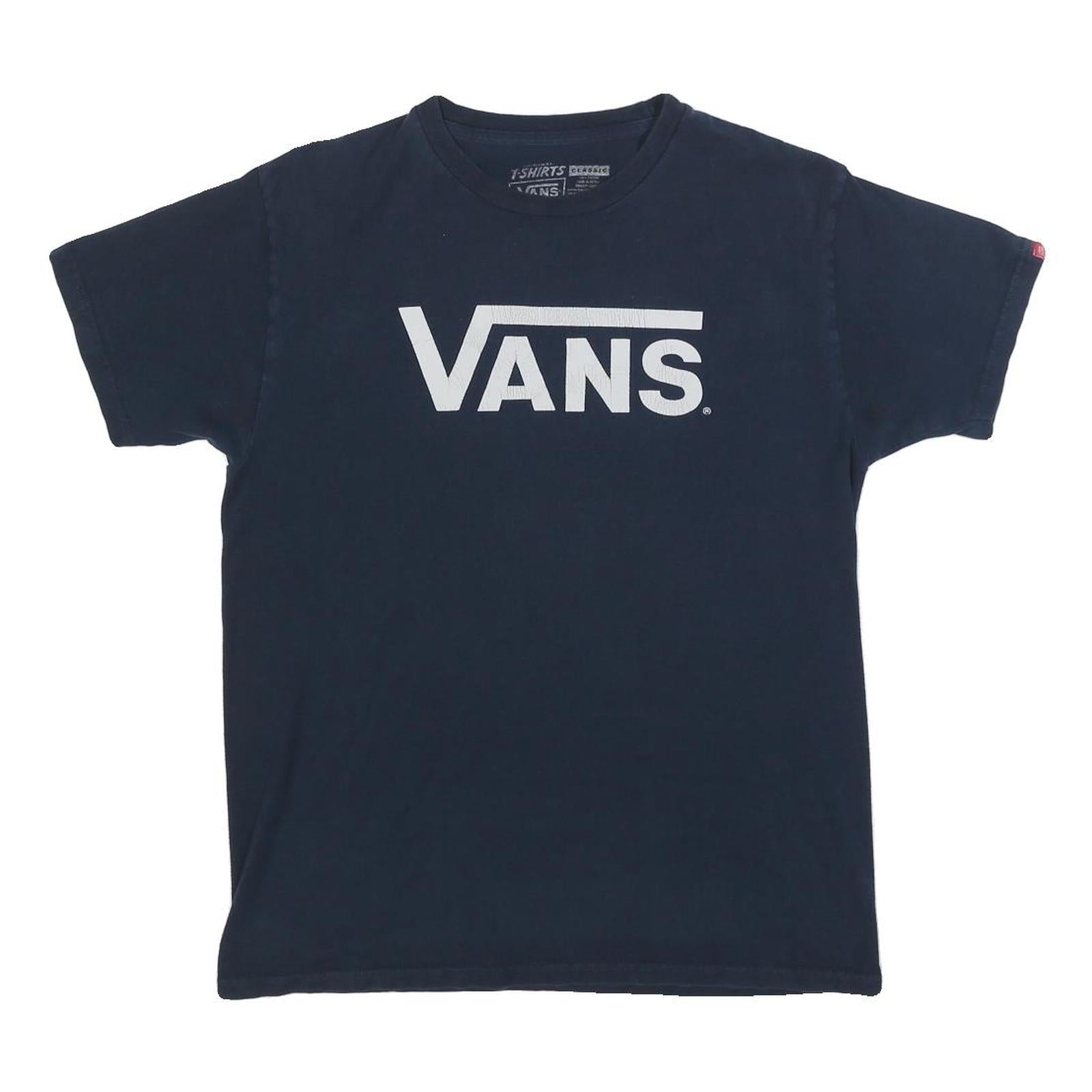VANS Mens Black Classic Logo T-Shirt M Short Sleeve Crew Neck Cotton Blend