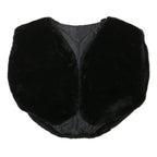 Womens Black Faux Fur Vest M Polyester Blend Plain Sleeveless Elegant Outerwear