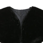 Womens Black Faux Fur Vest M Polyester Blend Plain Sleeveless Elegant Outerwear