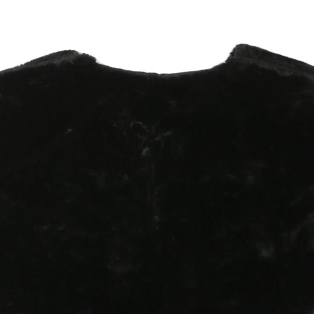 Womens Black Faux Fur Vest M Polyester Blend Plain Sleeveless Elegant Outerwear