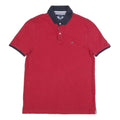 TOMMY HILFIGER Mens Red & Navy Short Sleeve Polo Shirt M Classic Cotton Blend