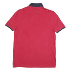 TOMMY HILFIGER Mens Red & Navy Short Sleeve Polo Shirt M Classic Cotton Blend