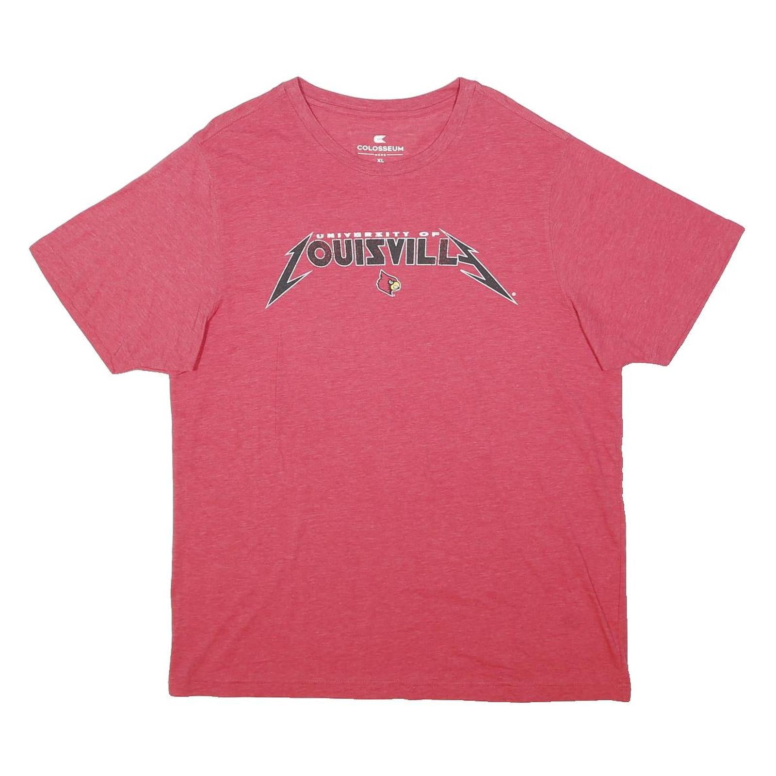 COLOSSEUM Mens Red University Of Louisville Graphic T-Shirt XL Crew Neck Short