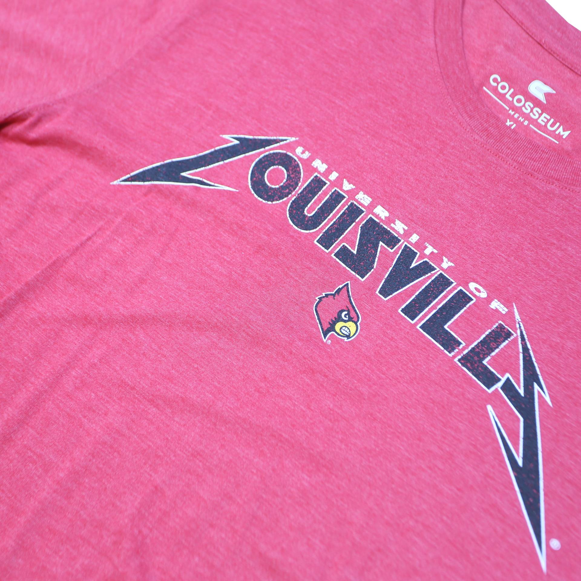 COLOSSEUM Mens Red University Of Louisville Graphic T-Shirt XL Crew Neck Short