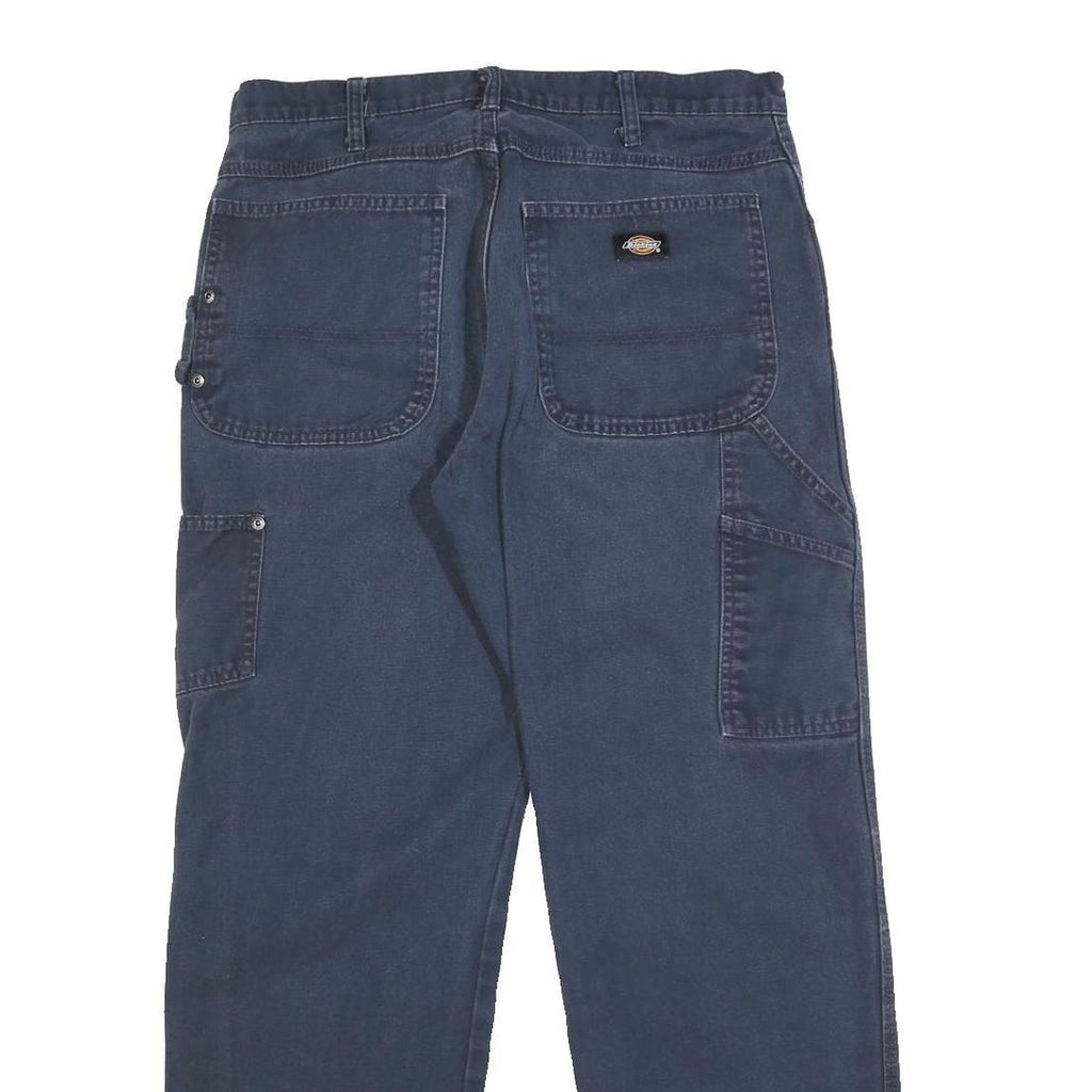 DICKIES Mens Cotton Blue Regular Straight Trousers W34 L32 Workwear Utility