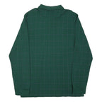 CHAPS Mens Green Windowpane Long Sleeve Polo Shirt XL Cotton Blend Classic