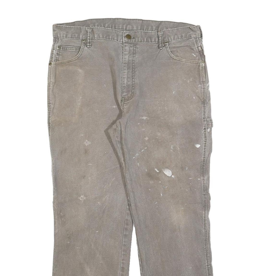 DICKIES Mens Jeans Beige Relaxed Loose Denim W36 L32 Workwear Carpenter Utility