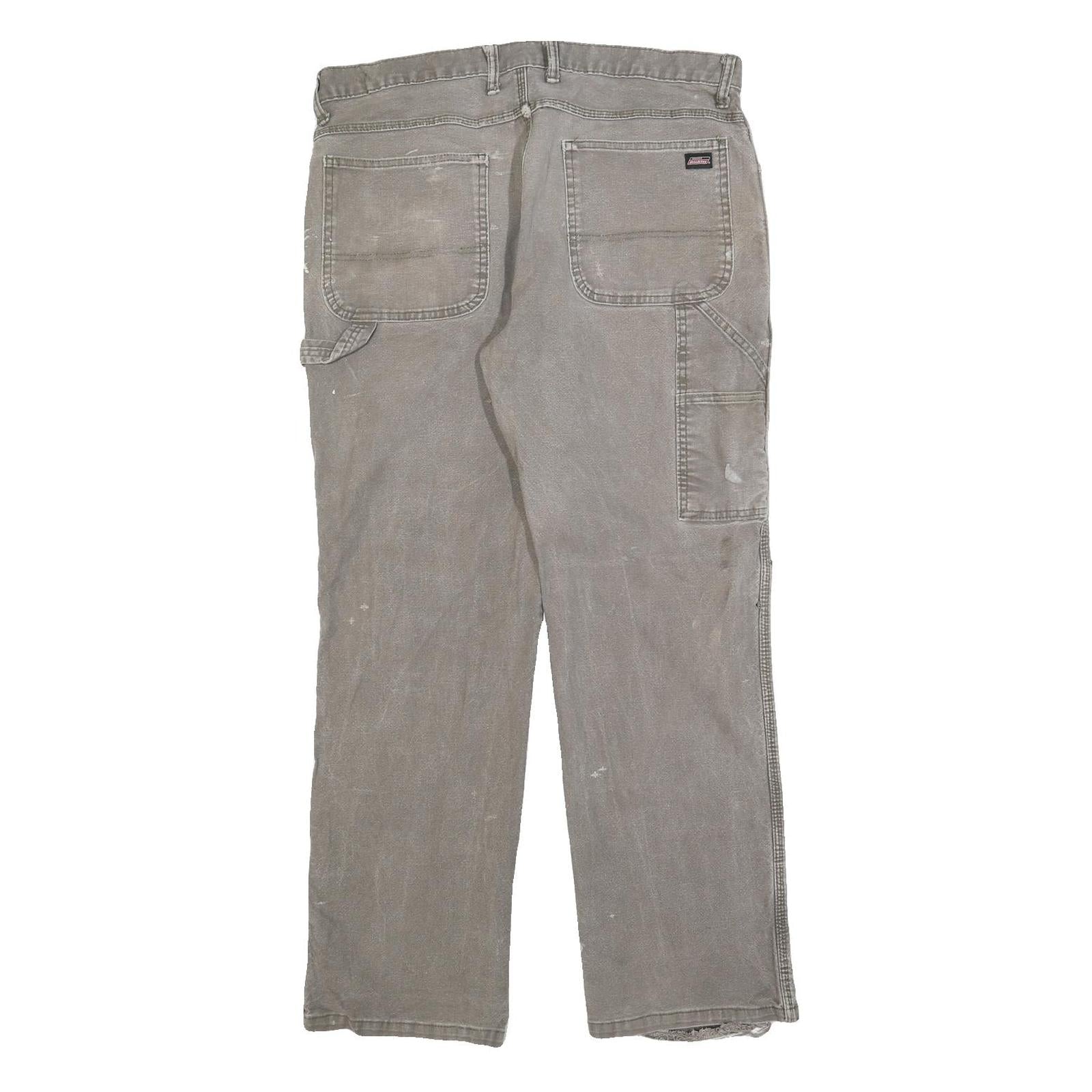 DICKIES Mens Jeans Beige Relaxed Loose Denim W36 L32 Workwear Carpenter Utility