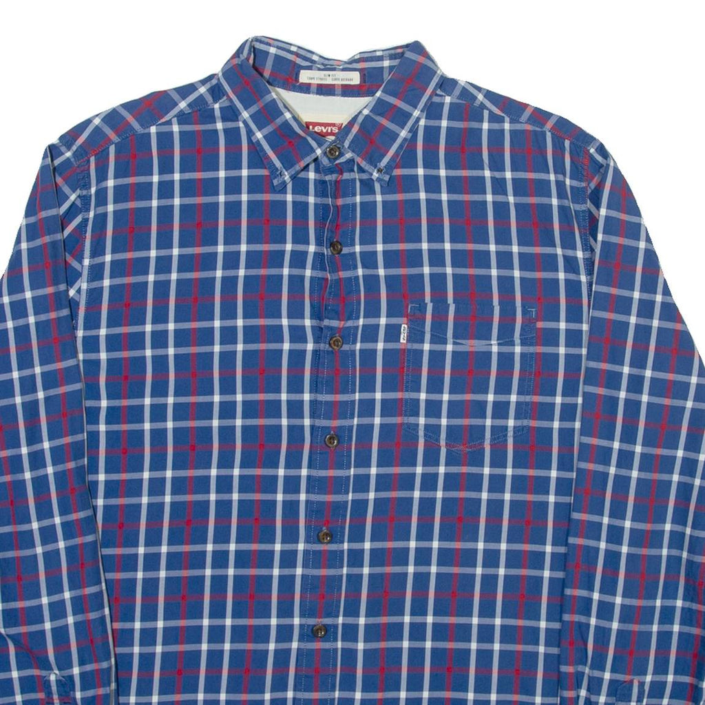 LEVI'S Slim Fit Mens Shirt Blue Check Long Sleeve M
