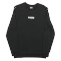 PUMA Mens Black Cotton Blend Crew Neck Sweatshirt S Logo Tape Shoulder