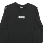 PUMA Mens Black Cotton Blend Crew Neck Sweatshirt S Logo Tape Shoulder