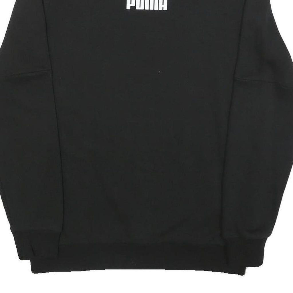 PUMA Mens Black Cotton Blend Crew Neck Sweatshirt S Logo Tape Shoulder