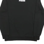 PUMA Mens Black Cotton Blend Crew Neck Sweatshirt S Logo Tape Shoulder