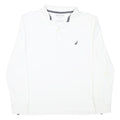 NAUTICA Mens White Long Sleeve Classic Fit Cotton Blend Polo Shirt L
