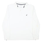 NAUTICA Mens White Long Sleeve Classic Fit Cotton Blend Polo Shirt L