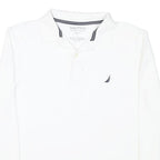 NAUTICA Mens White Long Sleeve Classic Fit Cotton Blend Polo Shirt L