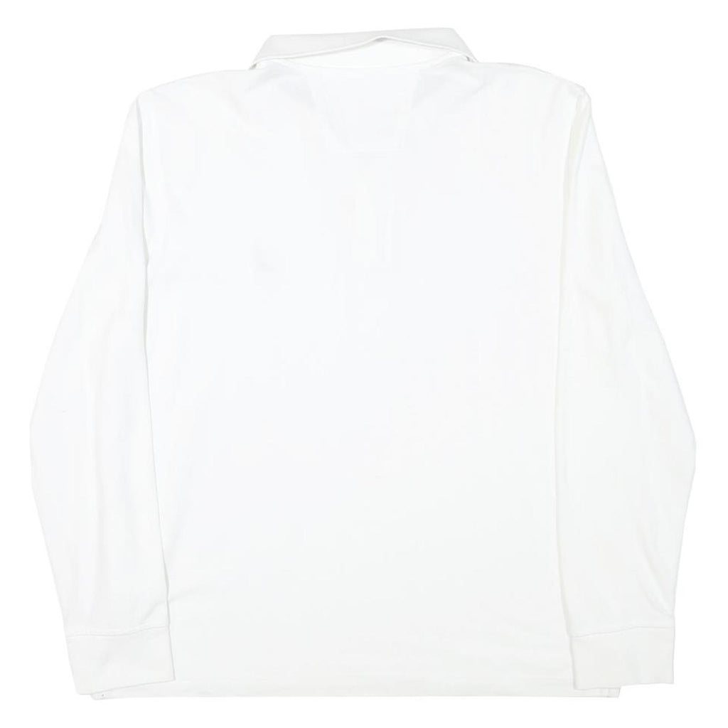 NAUTICA Mens White Long Sleeve Classic Fit Cotton Blend Polo Shirt L