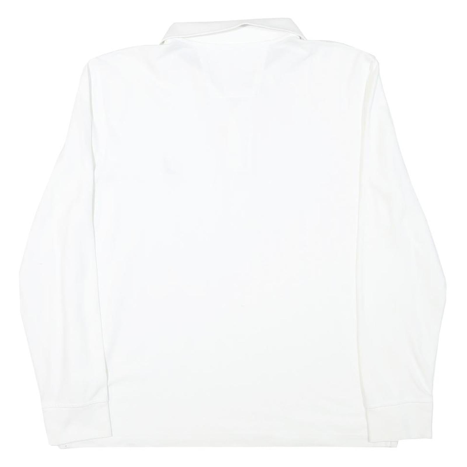 NAUTICA Mens White Long Sleeve Classic Fit Cotton Blend Polo Shirt L