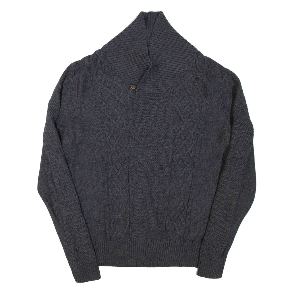 NAUTICA Mens Jumper Grey Button Neck Cable Knit S