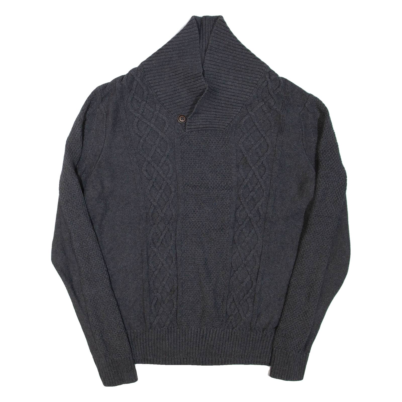 NAUTICA Mens Jumper Grey Button Neck Cable Knit S