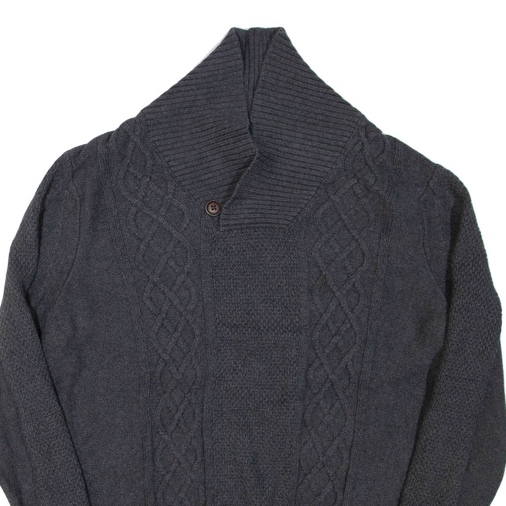 NAUTICA Mens Jumper Grey Button Neck Cable Knit S
