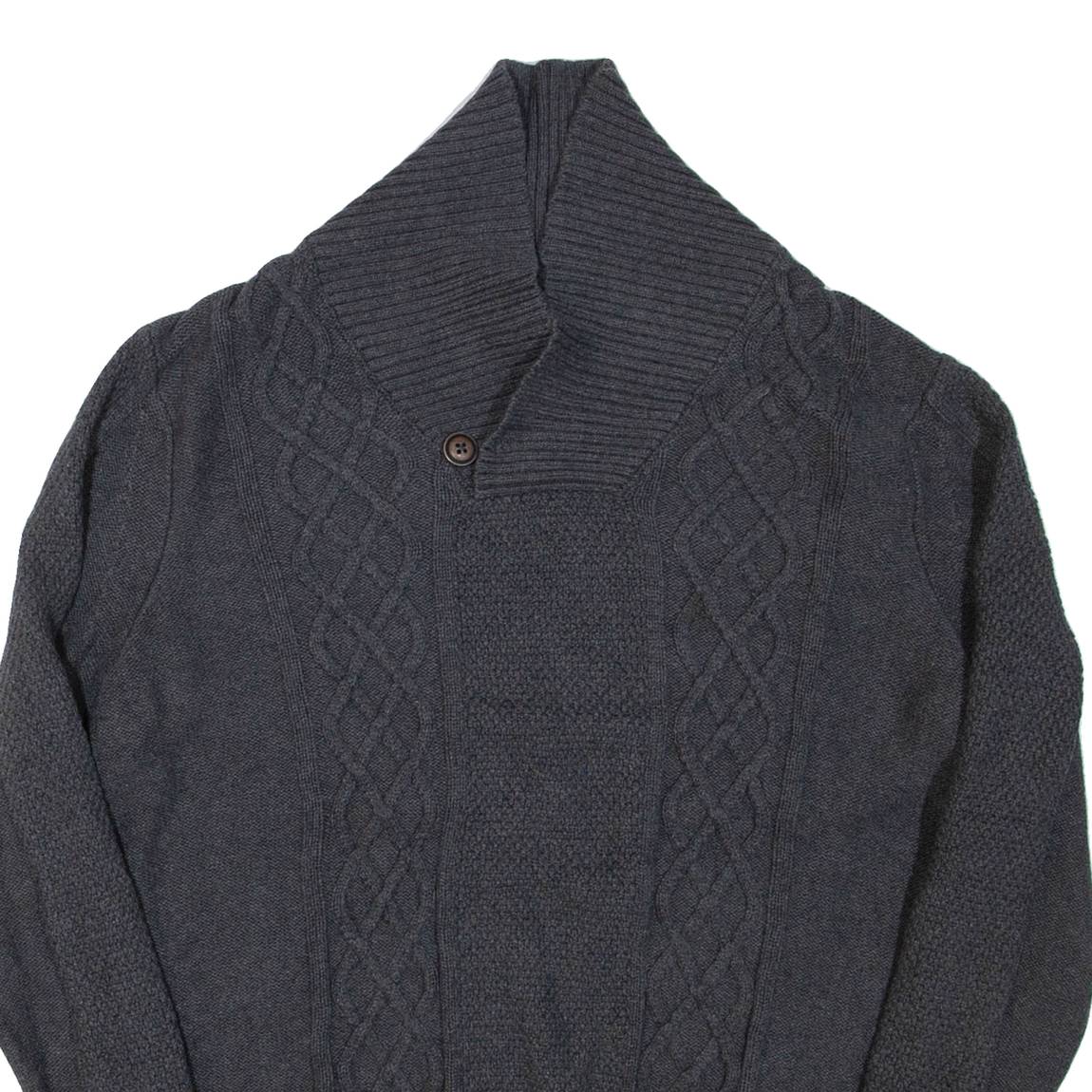 NAUTICA Mens Jumper Grey Button Neck Cable Knit S