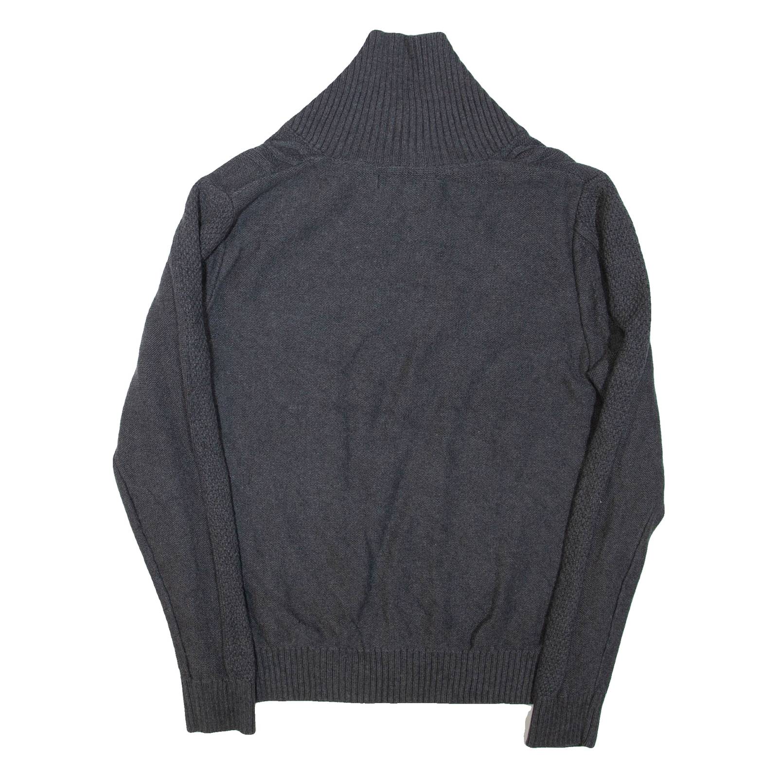 NAUTICA Mens Jumper Grey Button Neck Cable Knit S