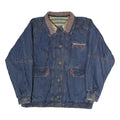 Mens Blue Denim Button Jacket L Cotton Classic Casual Retro Style