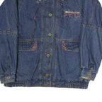 Mens Blue Denim Button Jacket L Cotton Classic Casual Retro Style