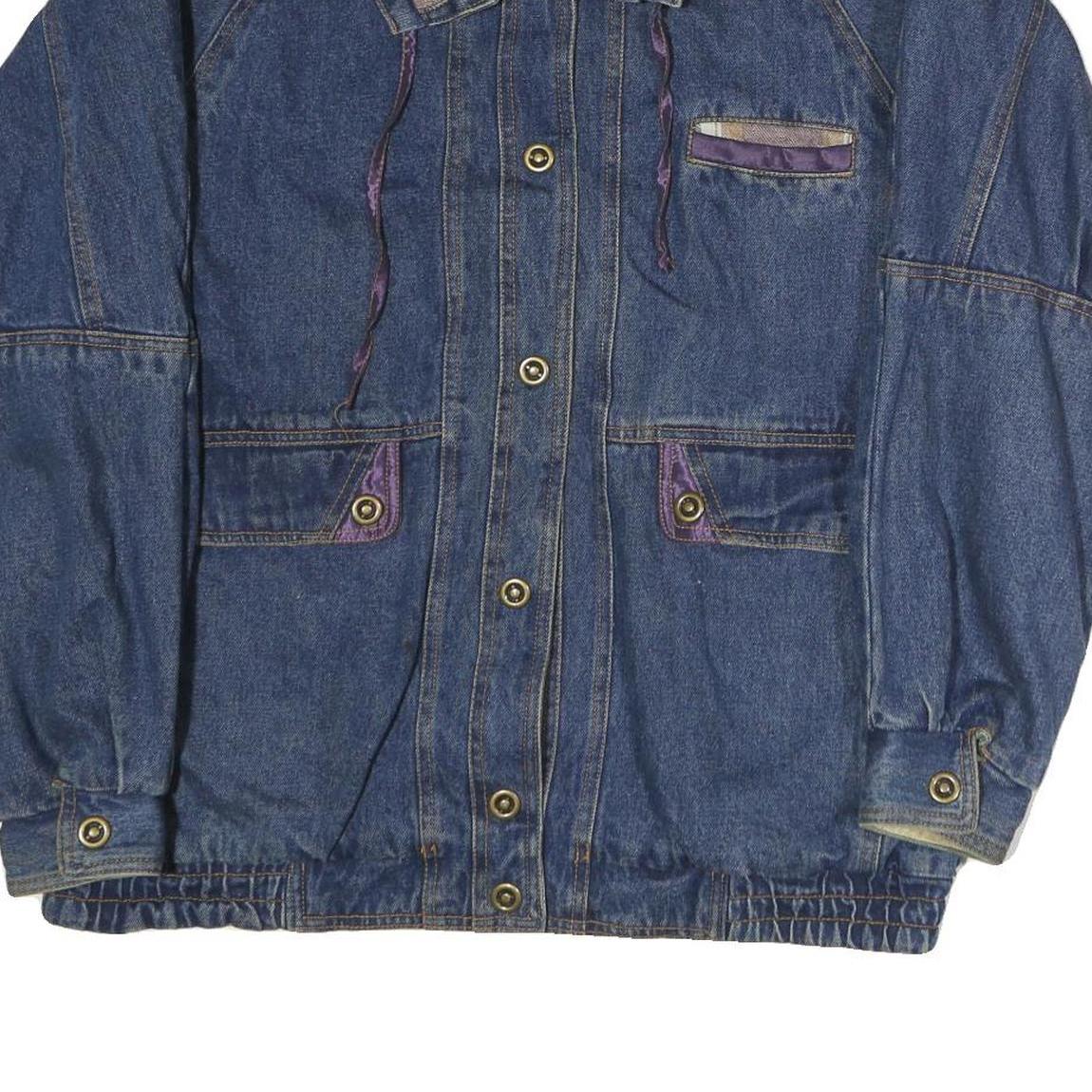 Mens Blue Denim Button Jacket L Cotton Classic Casual Retro Style