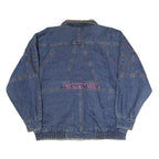 Mens Blue Denim Button Jacket L Cotton Classic Casual Retro Style