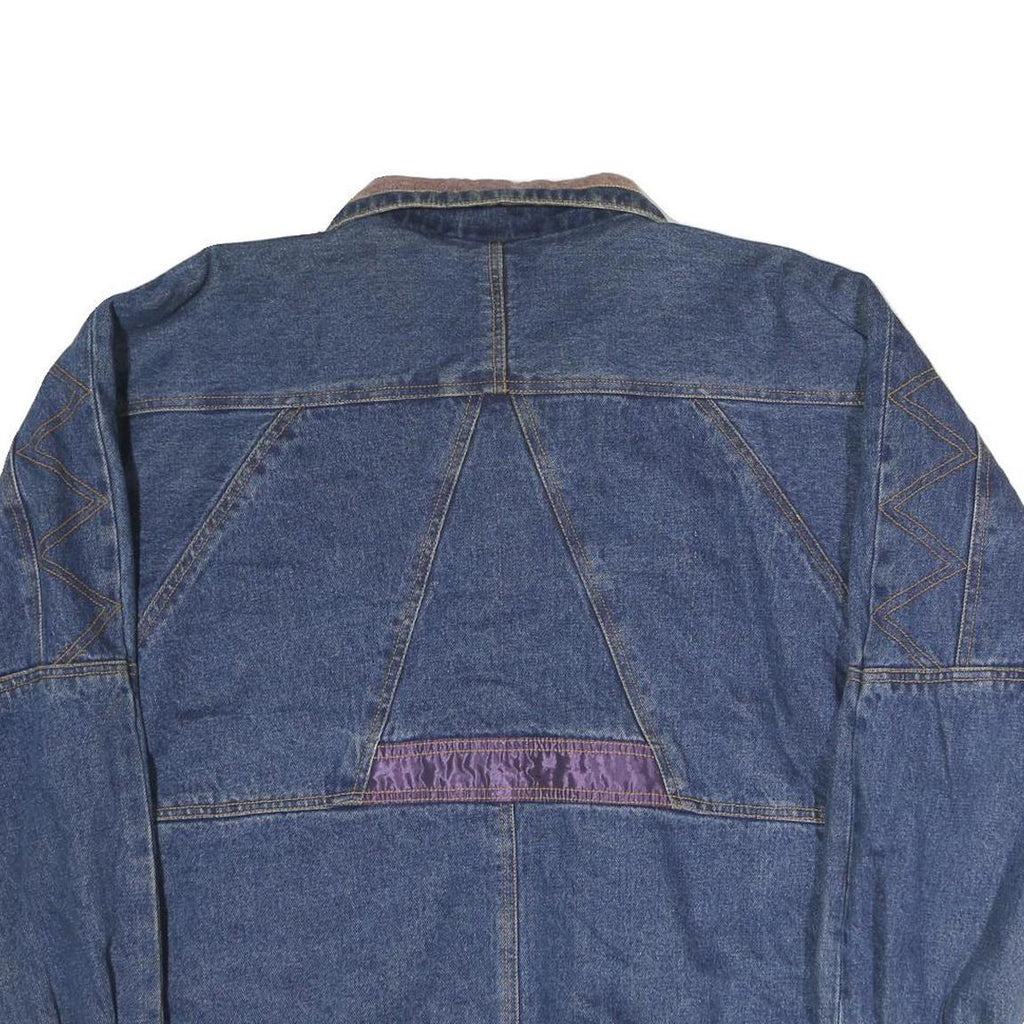 Mens Blue Denim Button Jacket L Cotton Classic Casual Retro Style