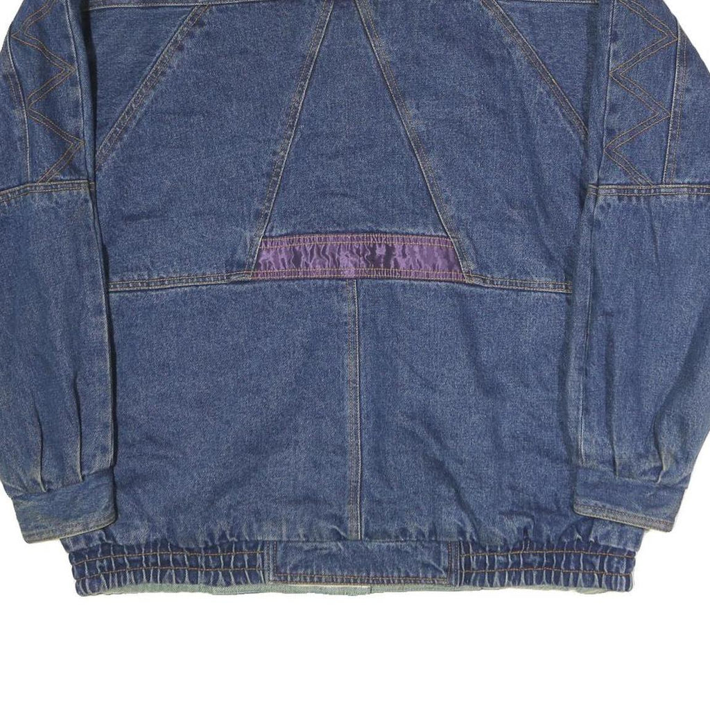 Mens Blue Denim Button Jacket L Cotton Classic Casual Retro Style