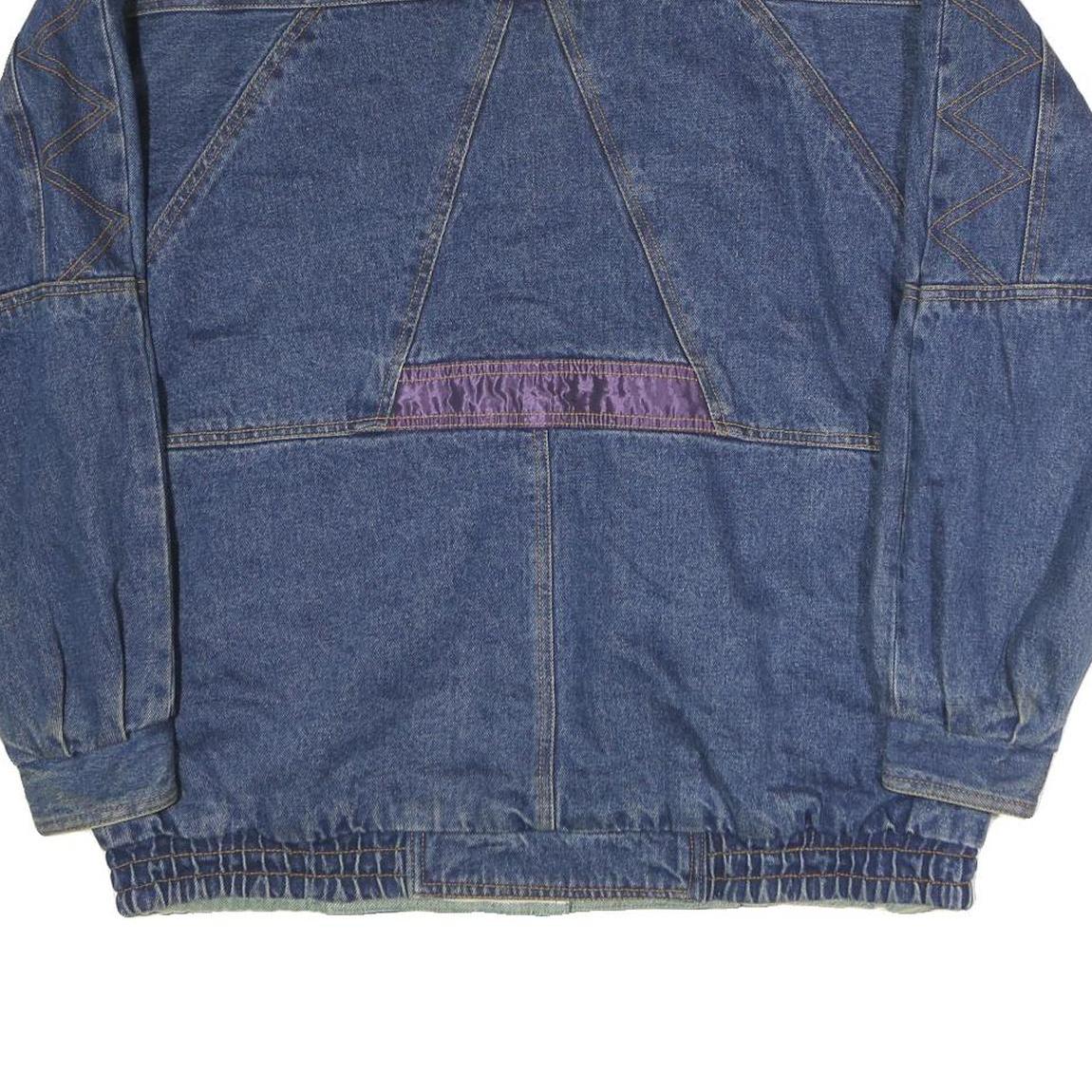 Mens Blue Denim Button Jacket L Cotton Classic Casual Retro Style