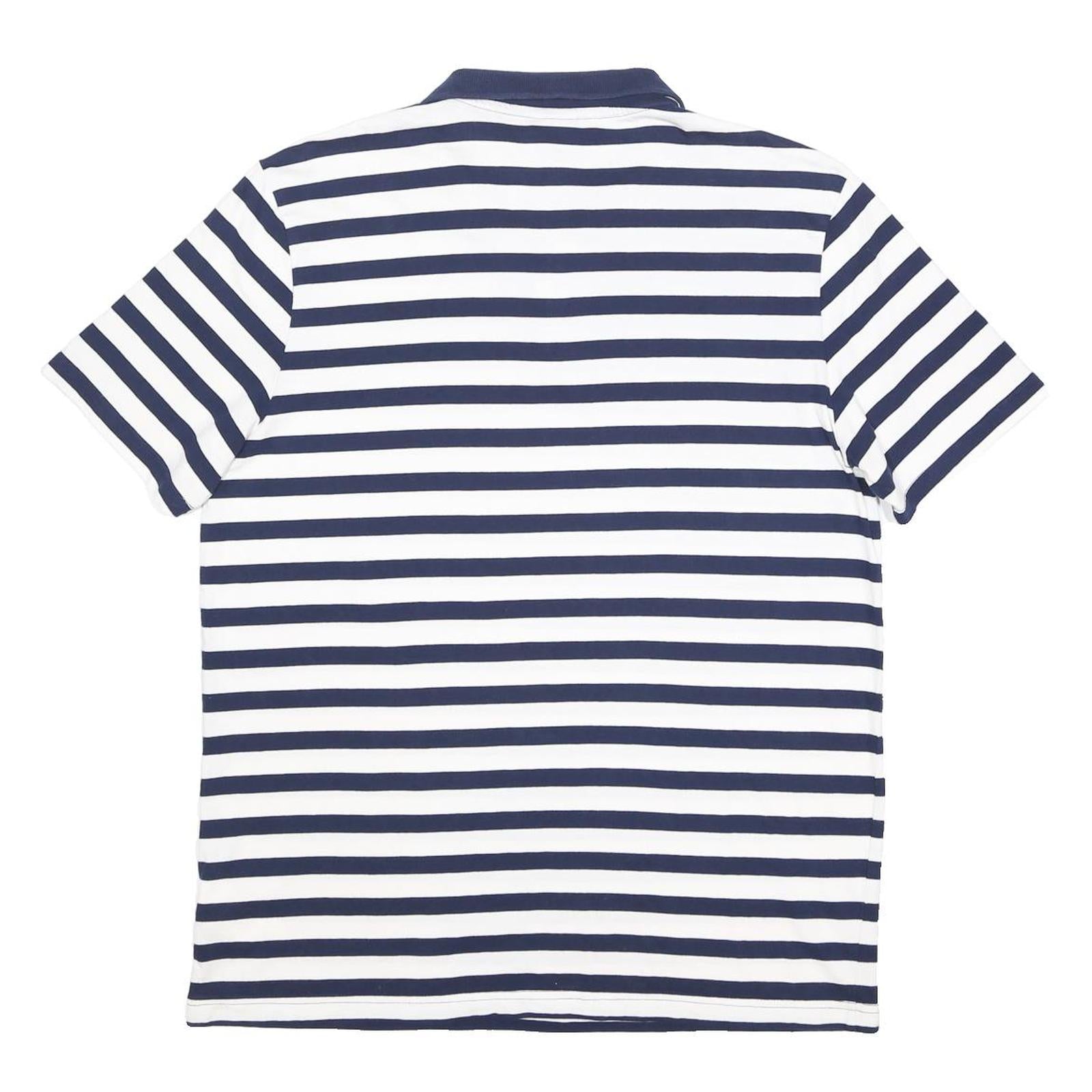 PUMA Mens Blue & White Striped Polo Shirt L Cotton Blend Short Sleeve Casual