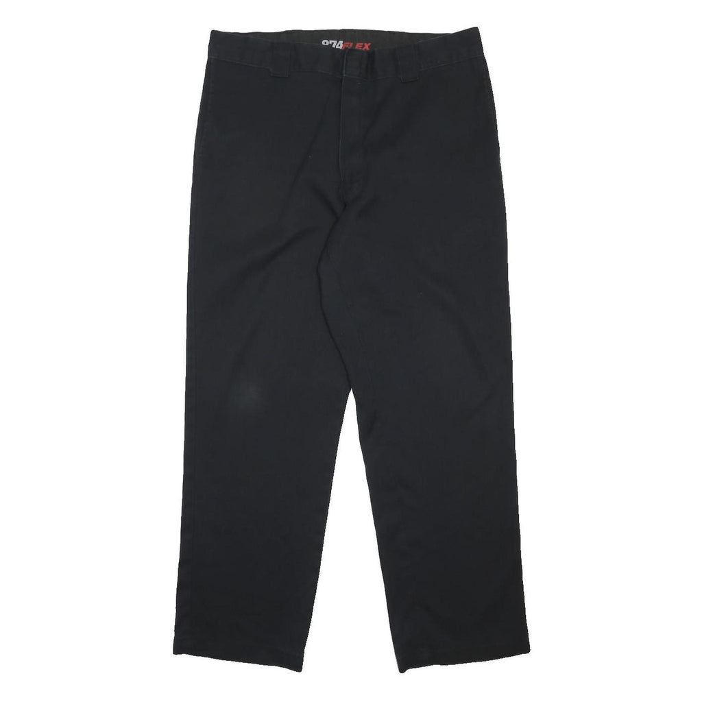 DICKIES Mens Cotton Blend Black Regular Fit Straight Leg Trousers W36 L30