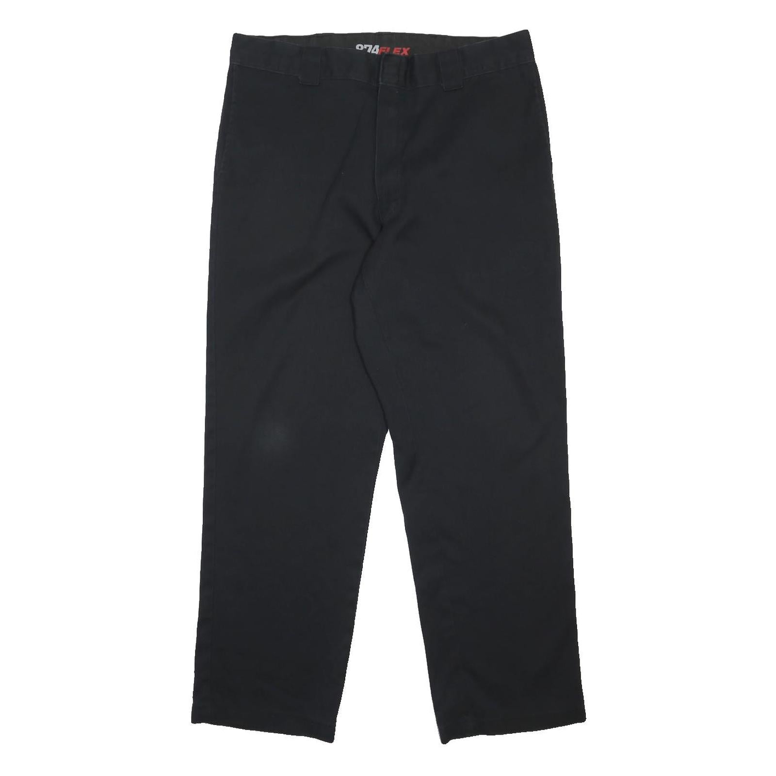 DICKIES Mens Cotton Blend Black Regular Fit Straight Leg Trousers W36 L30