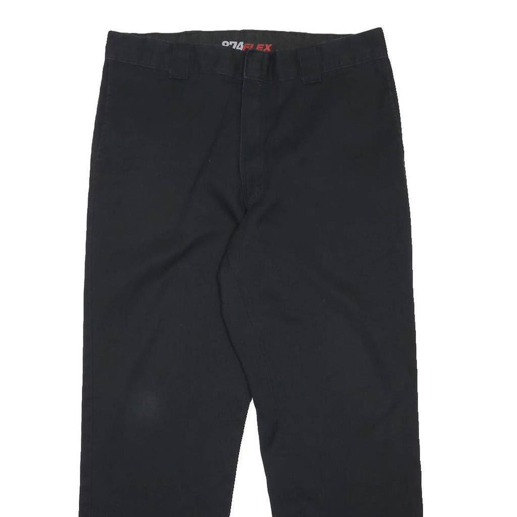 DICKIES Mens Cotton Blend Black Regular Fit Straight Leg Trousers W36 L30