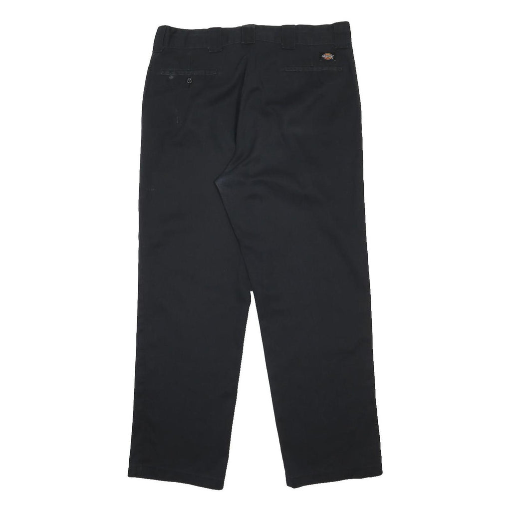 DICKIES Mens Cotton Blend Black Regular Fit Straight Leg Trousers W36 L30