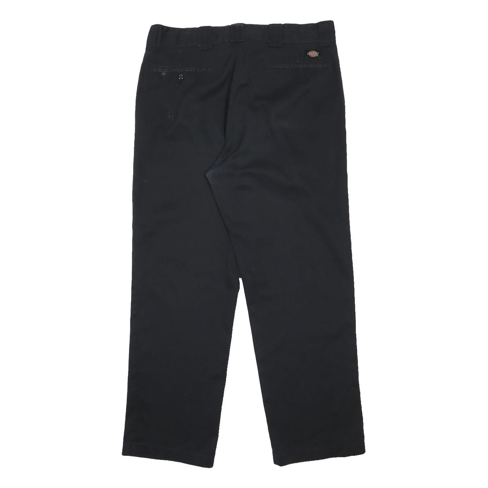 DICKIES Mens Cotton Blend Black Regular Fit Straight Leg Trousers W36 L30