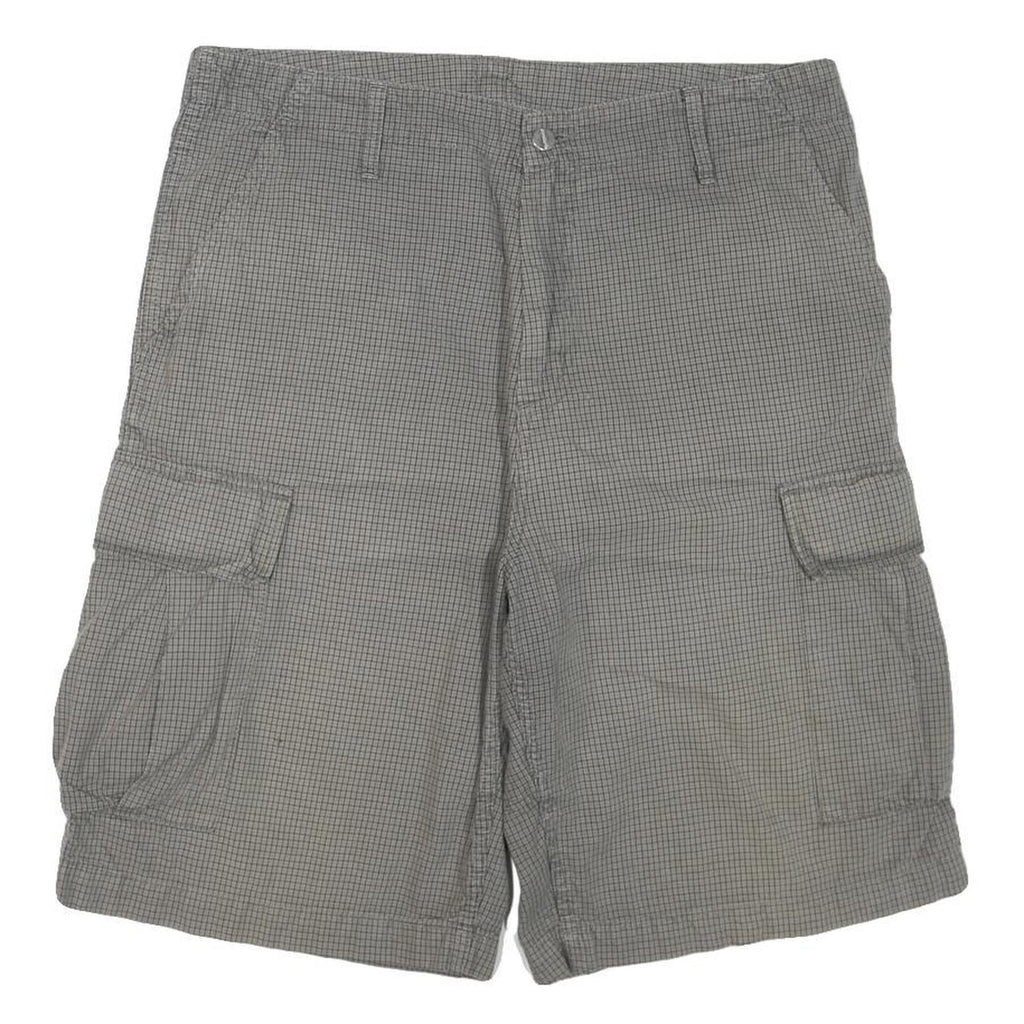 CARHARTT Mens Grey Cargo Shorts L W36 Checked Pattern Workwear Casual