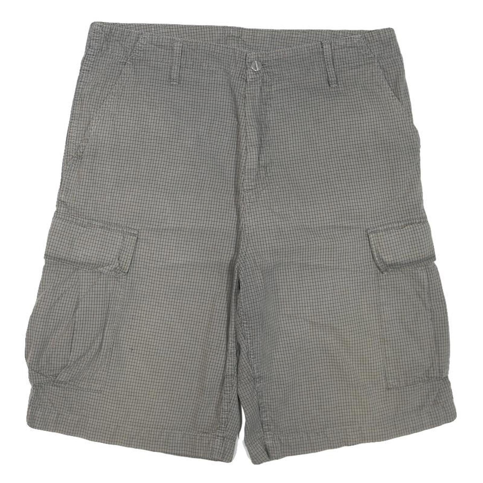 CARHARTT Mens Grey Cargo Shorts L W36 Checked Pattern Workwear Casual
