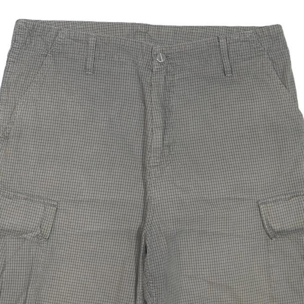CARHARTT Mens Grey Cargo Shorts L W36 Checked Pattern Workwear Casual