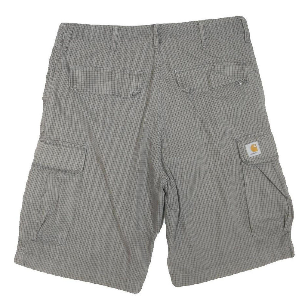 CARHARTT Mens Grey Cargo Shorts L W36 Checked Pattern Workwear Casual